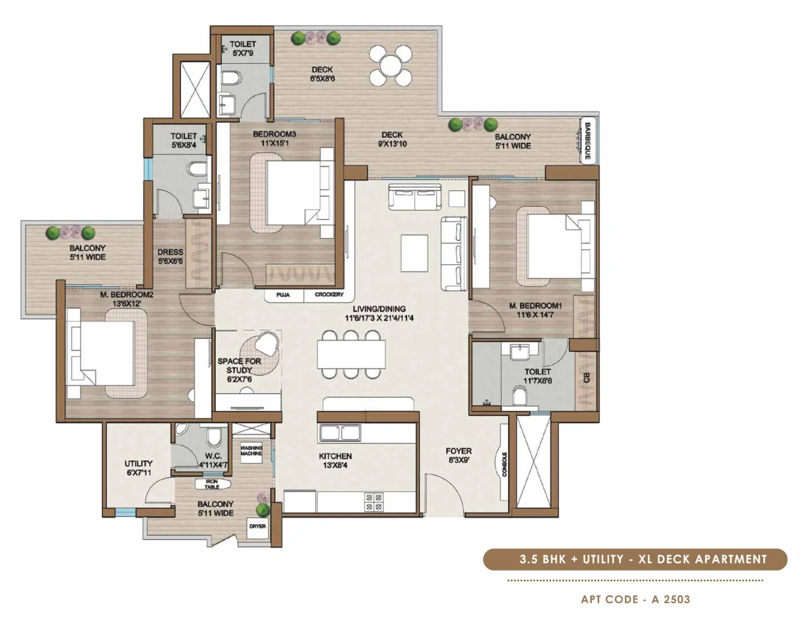 3.5BHK + Utility XL Deck Apartment