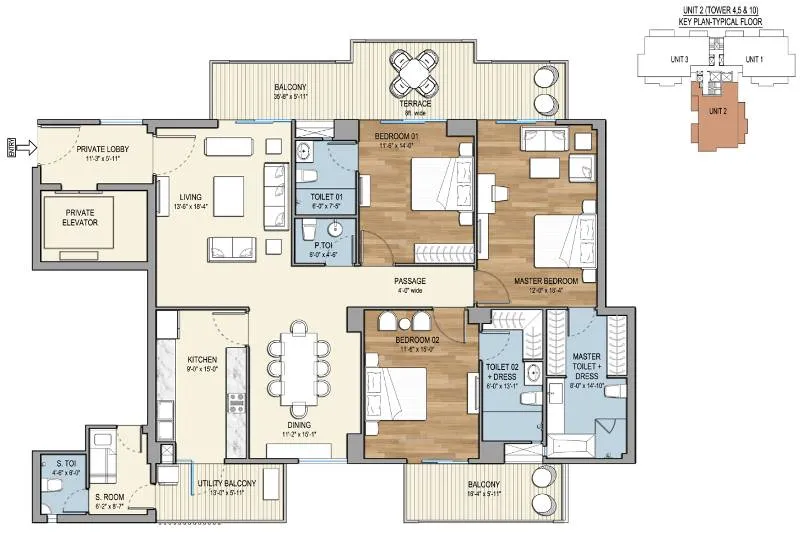 3 Bedroom Unit 2	