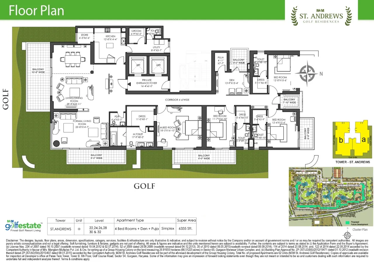 5 BHK + Den + Puja	